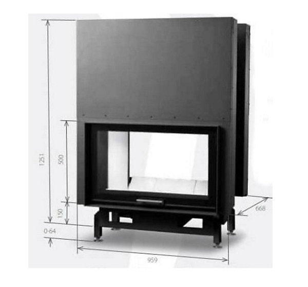 Insert de cheminée 100 EVO 2LD TUNNEL d200 96 CM 14kW design haut de gamme