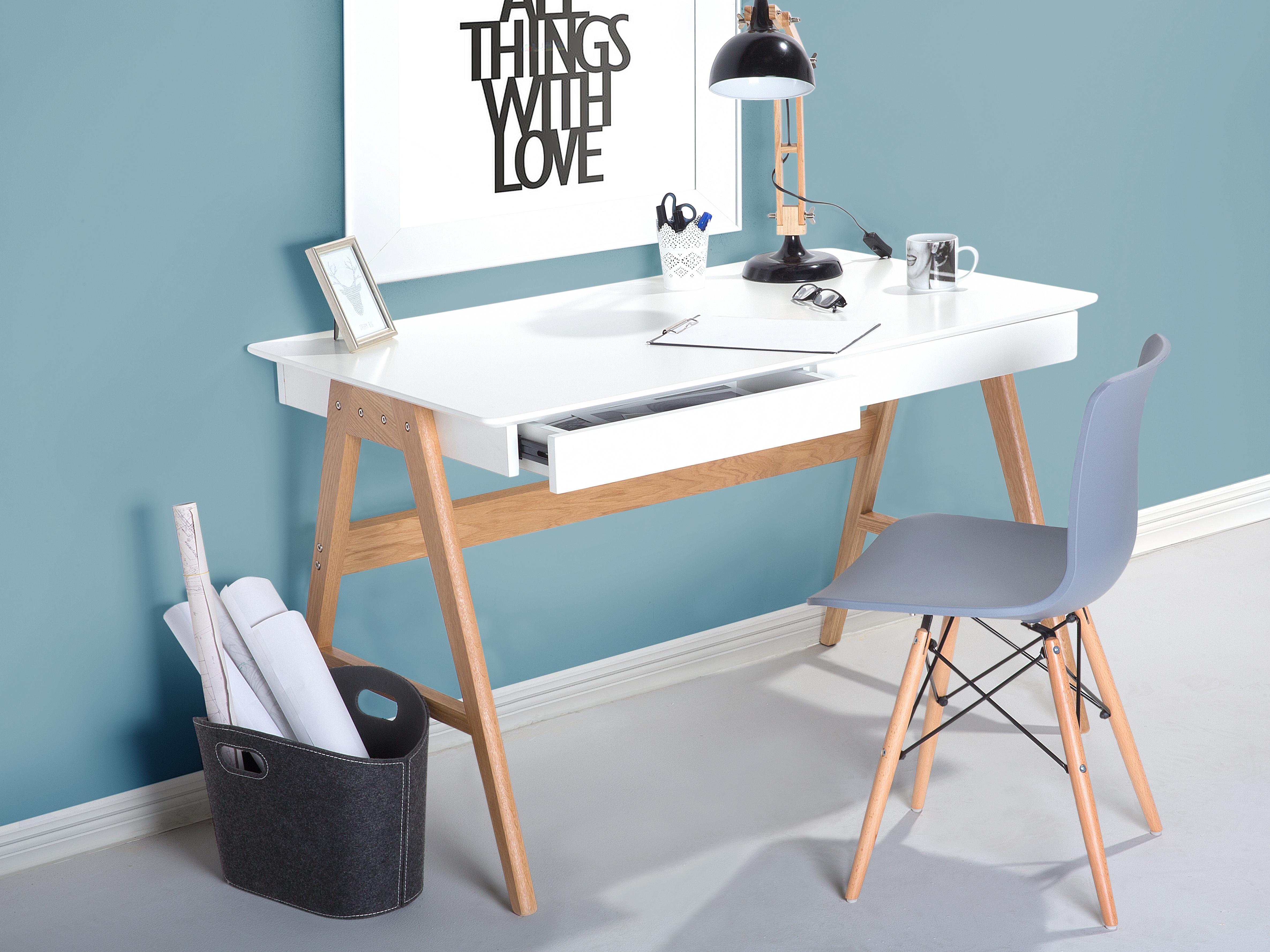 Home Office Desk SHESLAY White 120 cm 70 cm with Drawers