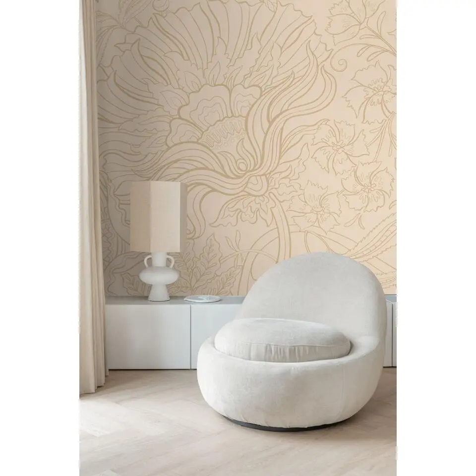 ESTAhome fotobehang bloemen beige - 200 x 279 cm
