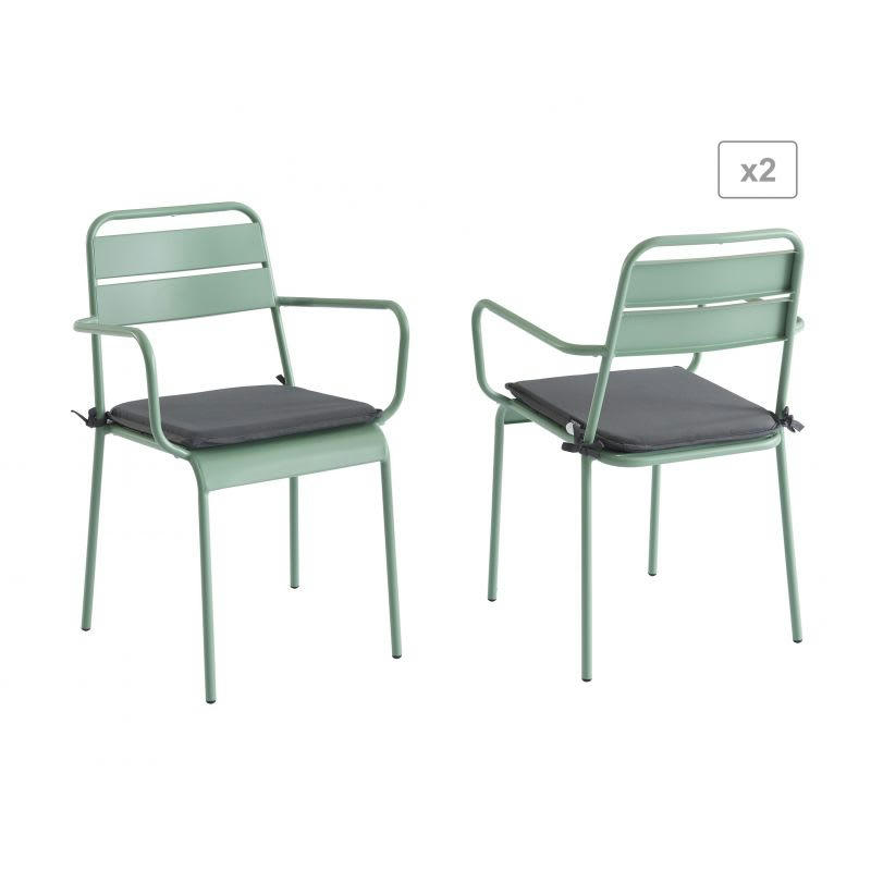 PANTONE - Lot de 2 chaises en acier vert menthe