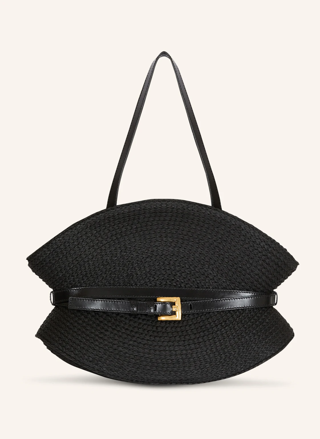 BALMAIN Mittelgroße Tasche Shuffle aus Bast und Kalbsleder
