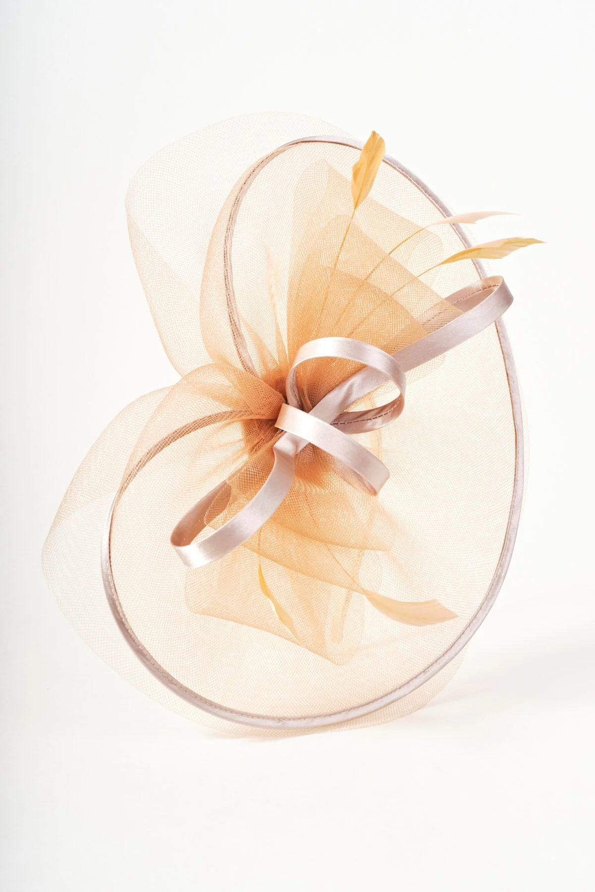 Gold Oval Fascinator with Bow & Net