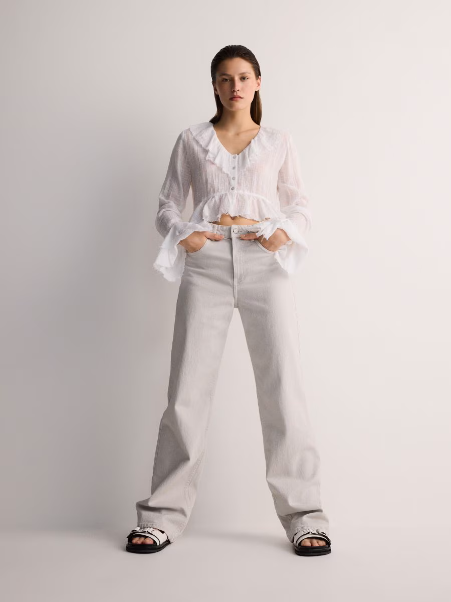 Cropped Blouse With Ruffle Details