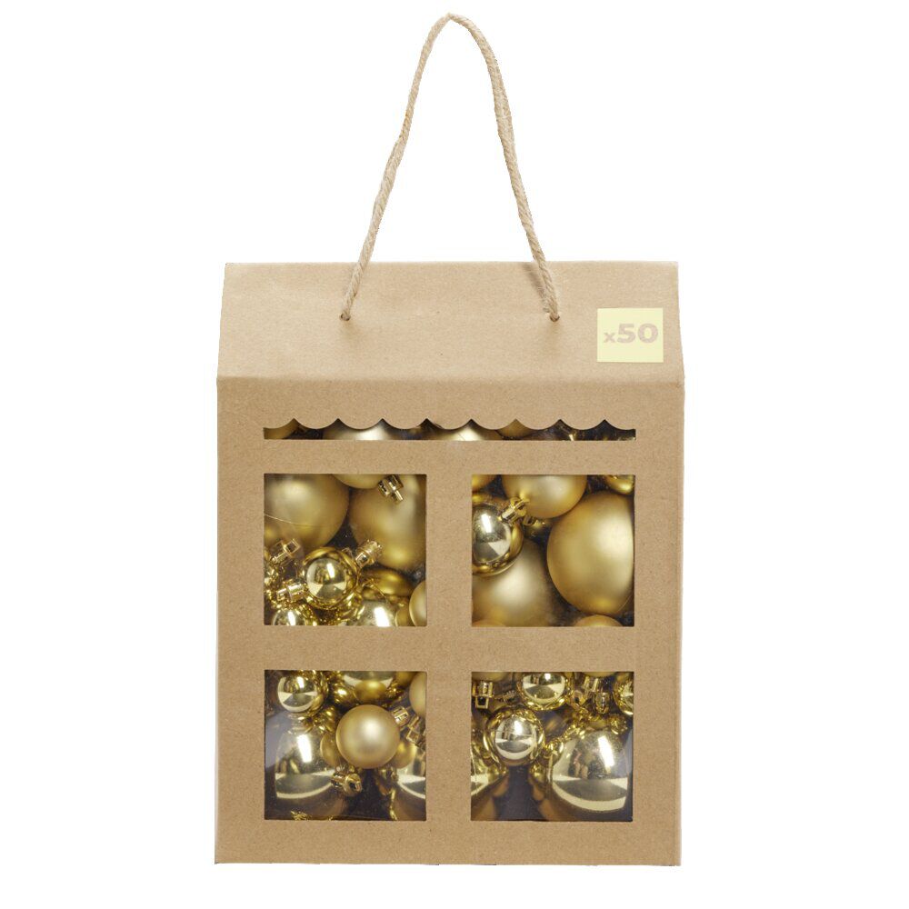 Boule de No&euml;l blanche et dorée x50