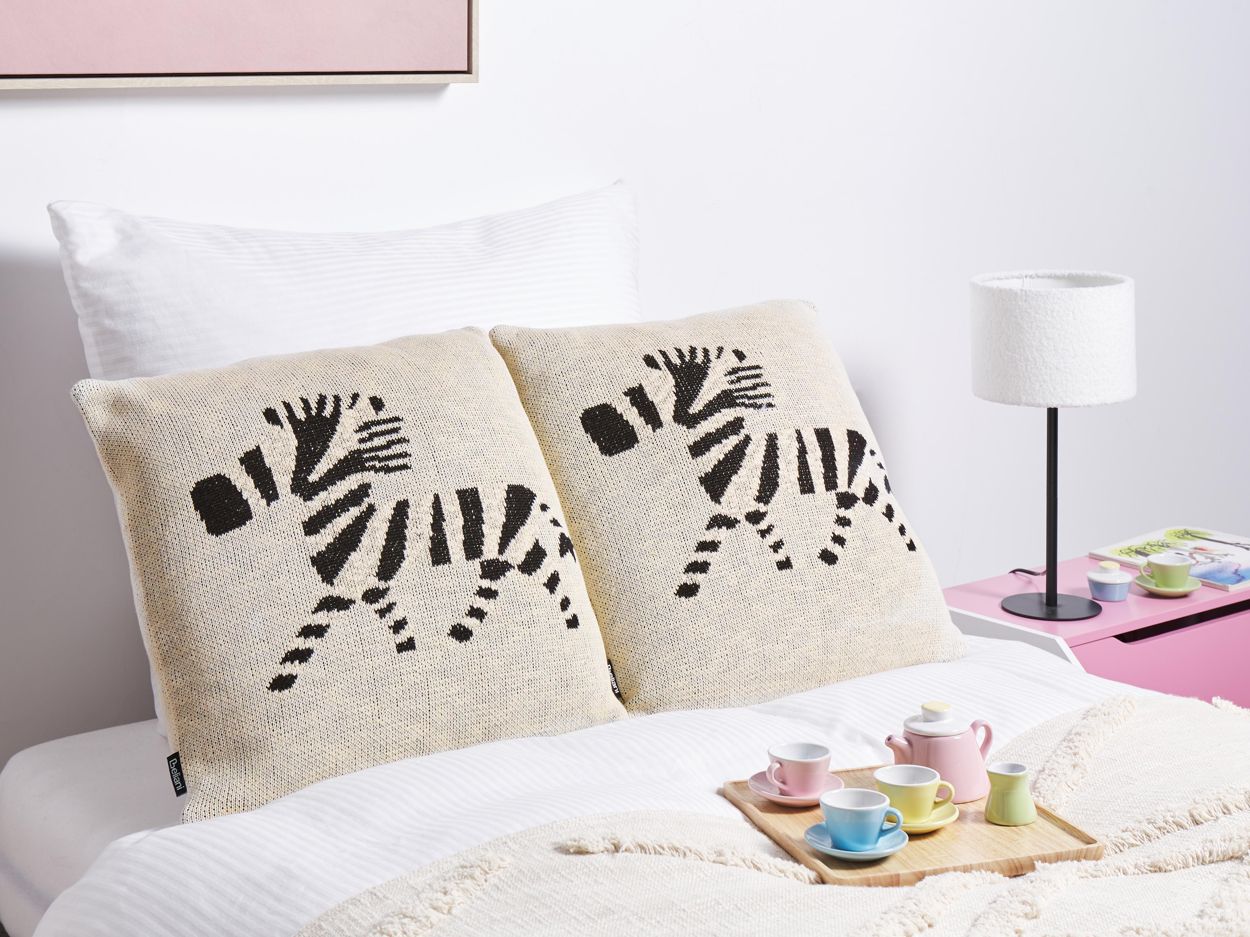 Set of 2 Decorative Cushions JABORI Cotton 45 x 45 cm Beige