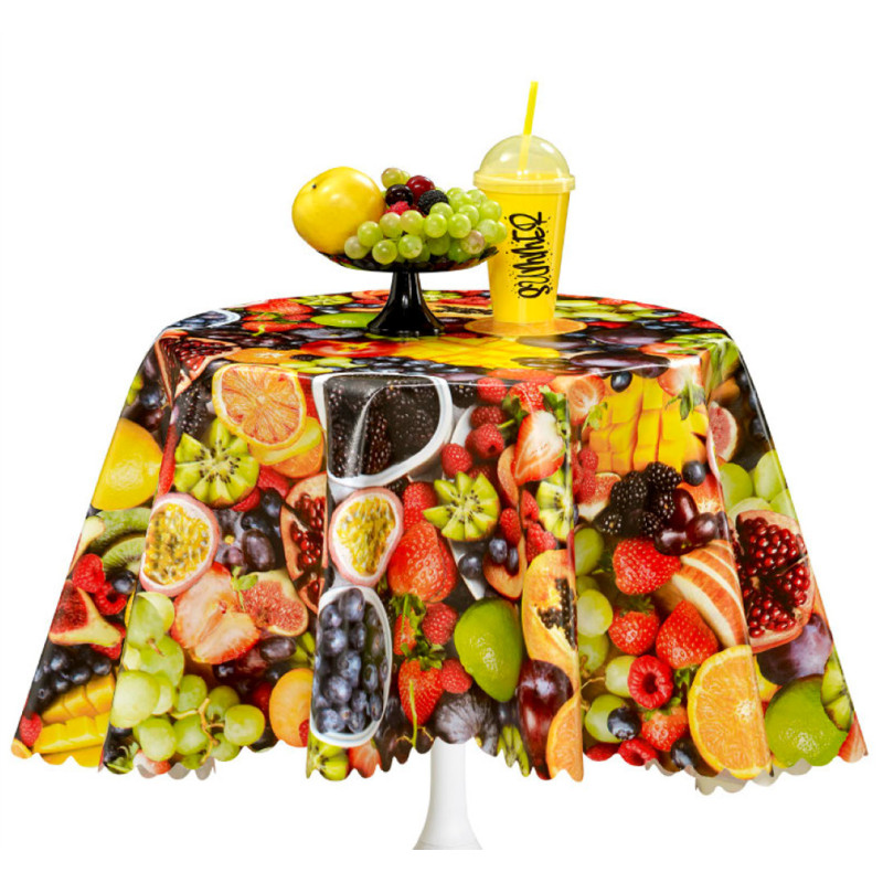 Nappe en PVC non-tissé Fruits Exotiques 140 cm au mètre JOY