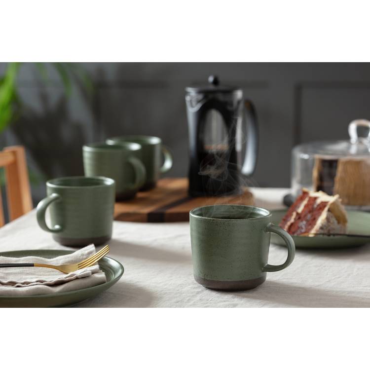 Habitat Textured Ripple Set of 4 Mugs - Sage
