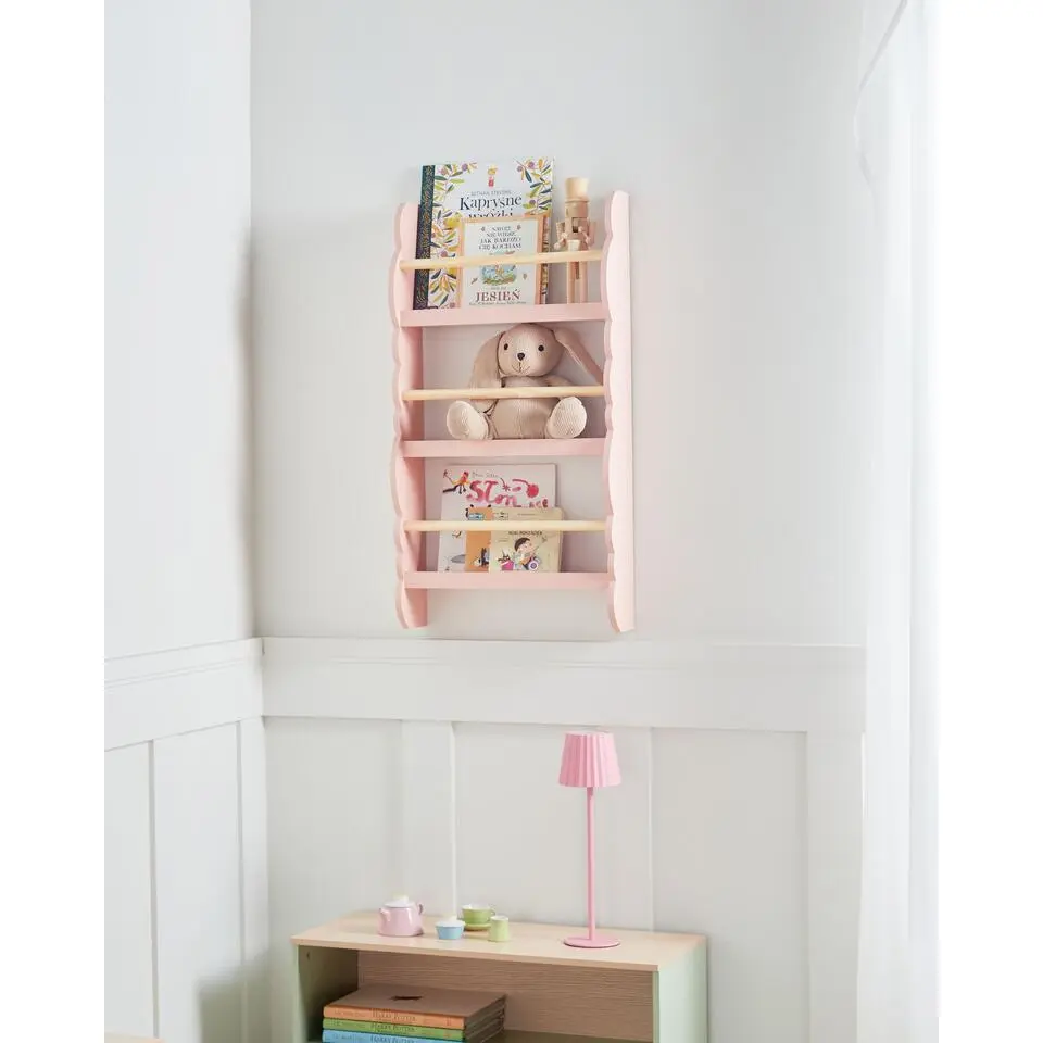 RIGOLET - Wandboekenplank - Pastelroze - MDF