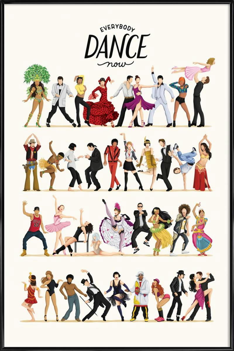 EVERYBODY DANCE NOW - Affiche dans cadre standard (noir) multicolore 40x60