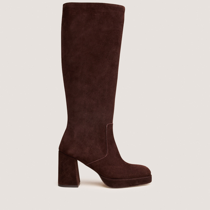Bottes à plateformesen velours marron | VENDOME