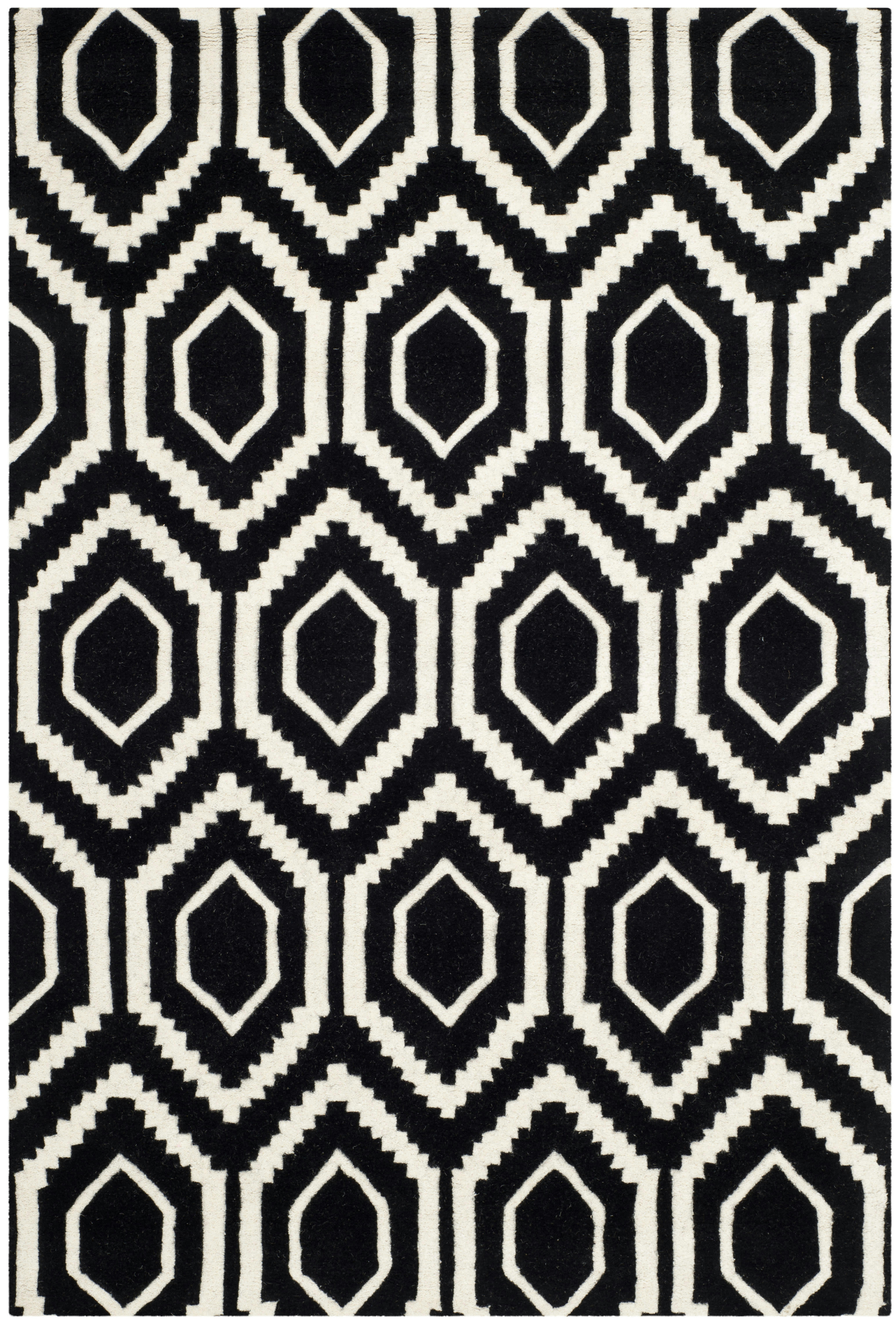 CHATHAM - Tapis de salon interieur en noir & ivoire, 122 x 183 cm