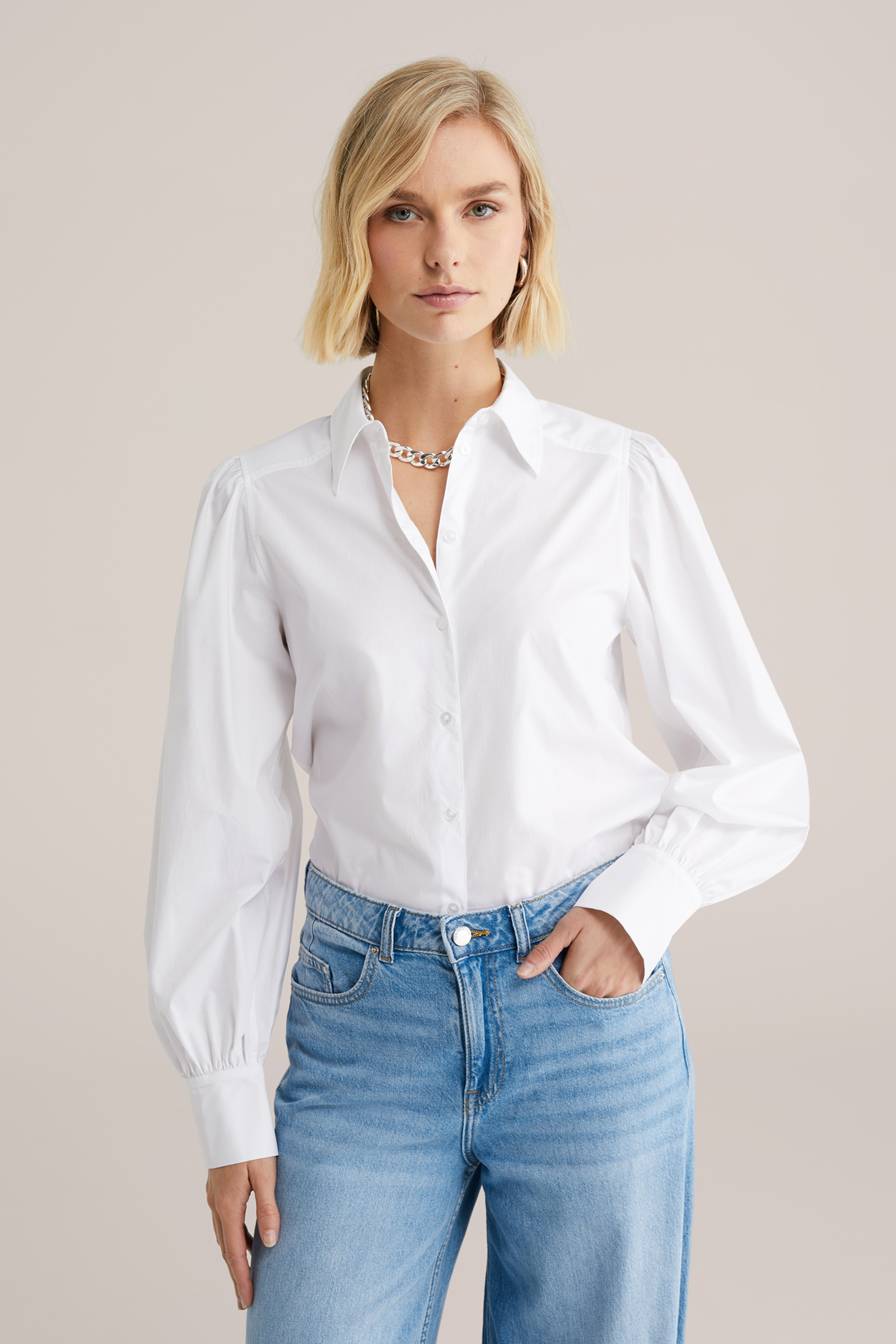 Dames blouse met ballonmouwen