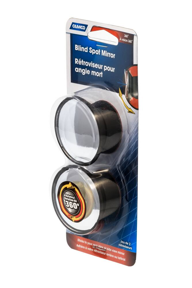 CAMCO 25593 1.75-in 360-Degree Round RV Blind Spot Mirrors, 2-pk