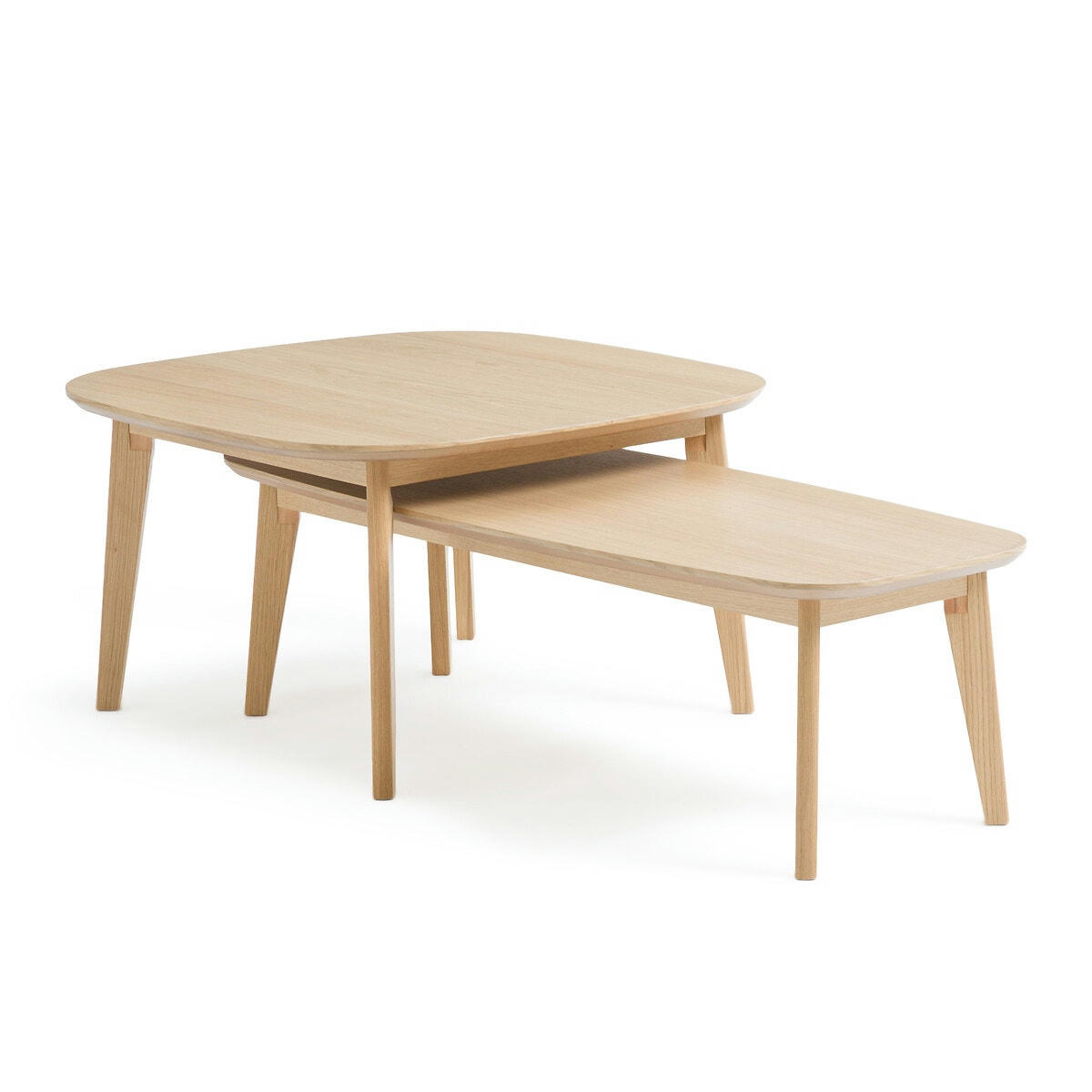 Lot de tables basses gigognes plaqué chêne, Janice
