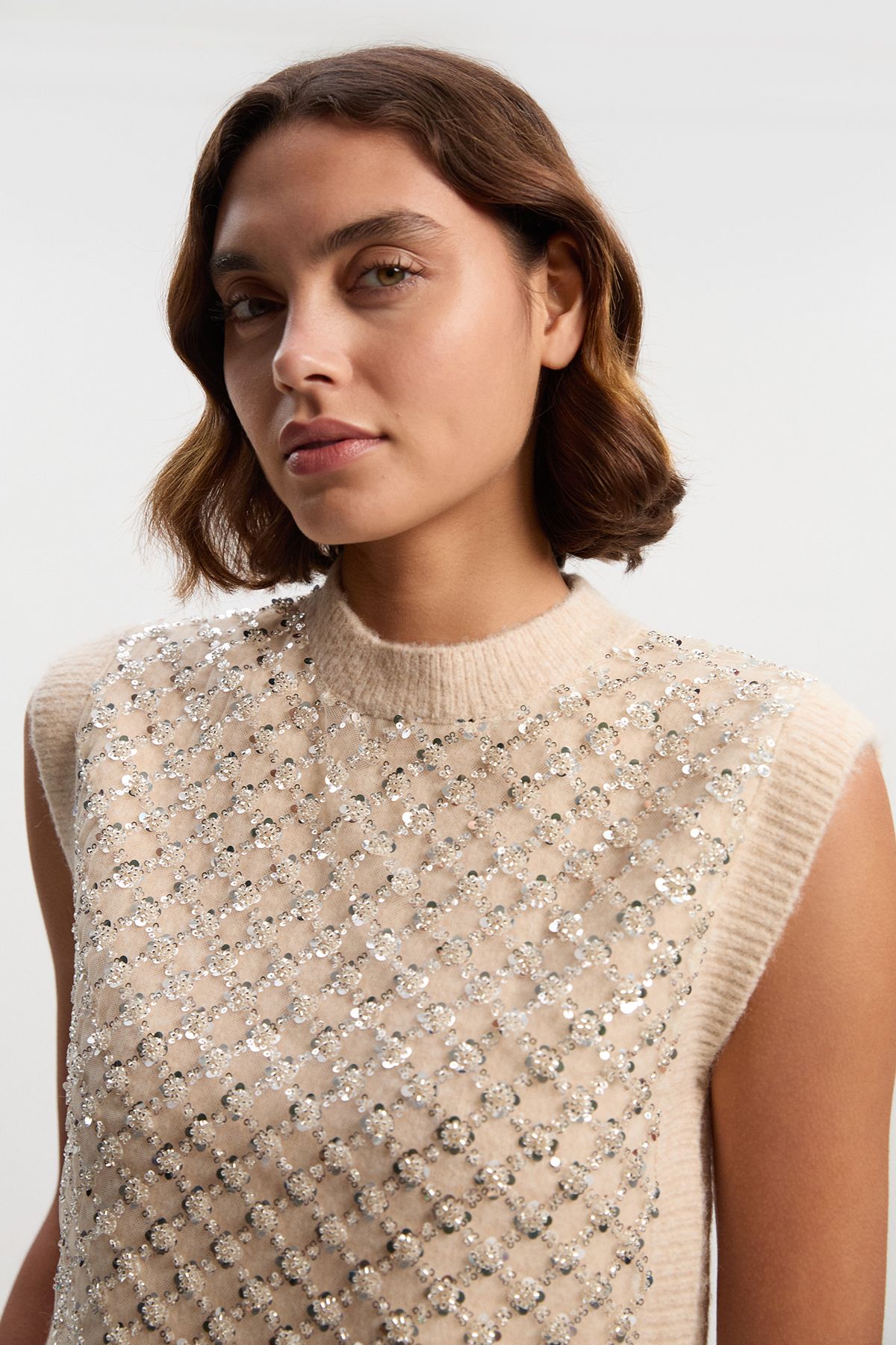 KarenMillen Embellished Cosy Knit Tank Top