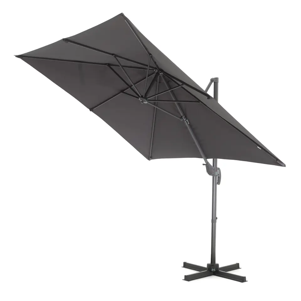Kantelbare Zweefparasol 250x250 cm, Vierkant Zeil - Donker Grijs