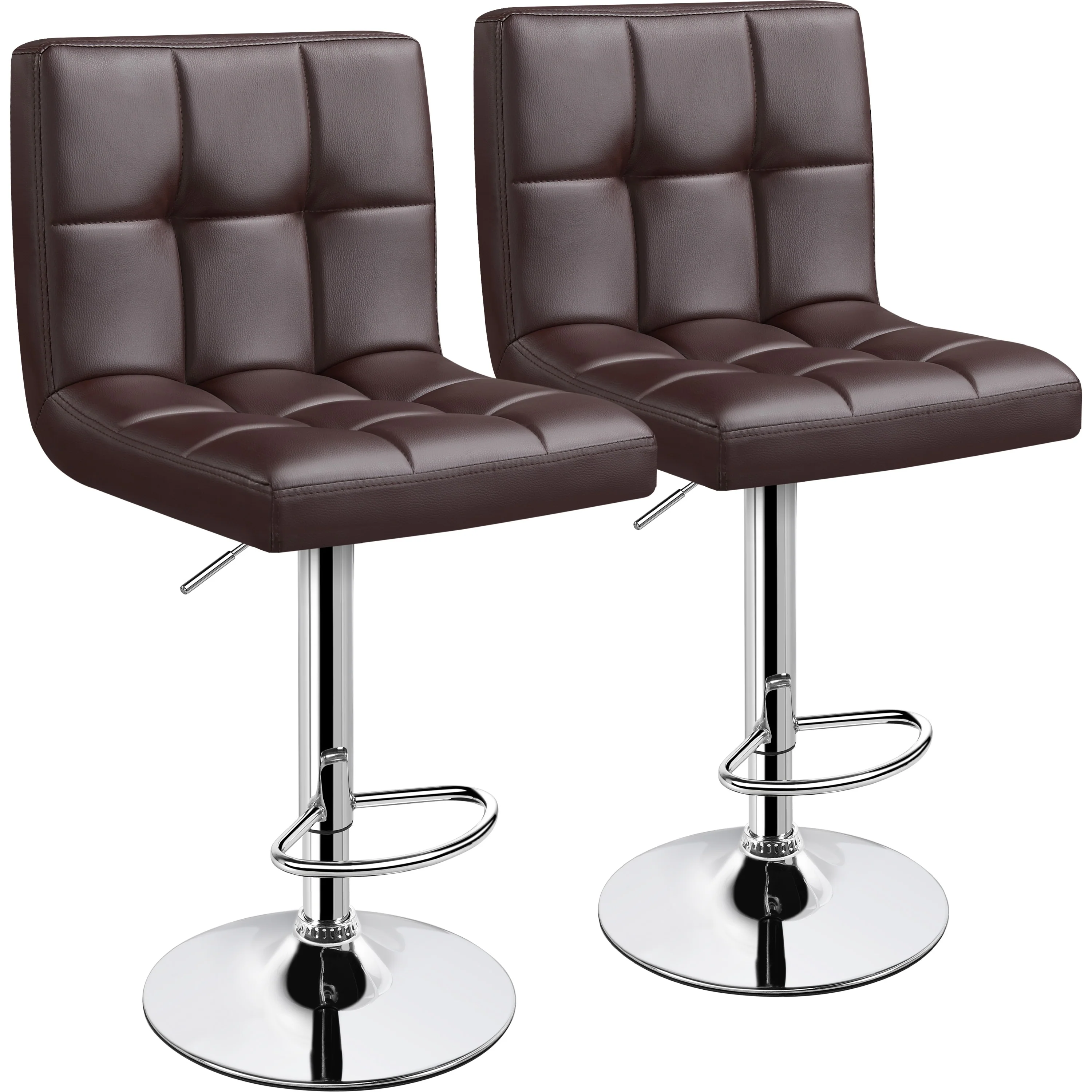 Yaheetech 2pcs Adjustable Modern Faux Leather Swivel Bar Chairs
