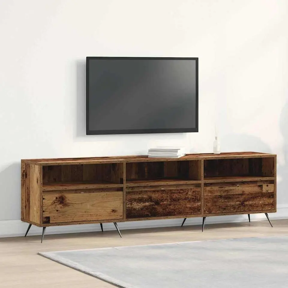 vidaXL - TV-meubel 3 vakken 3 deuren - Oud hout - Hout - 150x30x44.5 cm