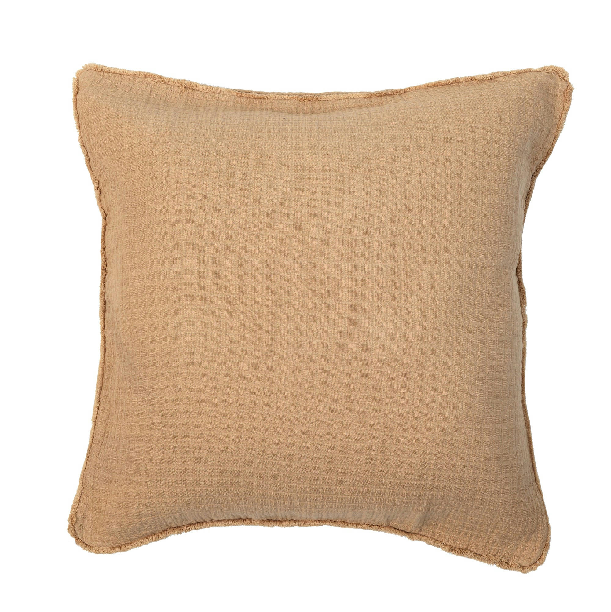 MINORQUE - Housse de coussin gaze de coton camel 65X65 CM