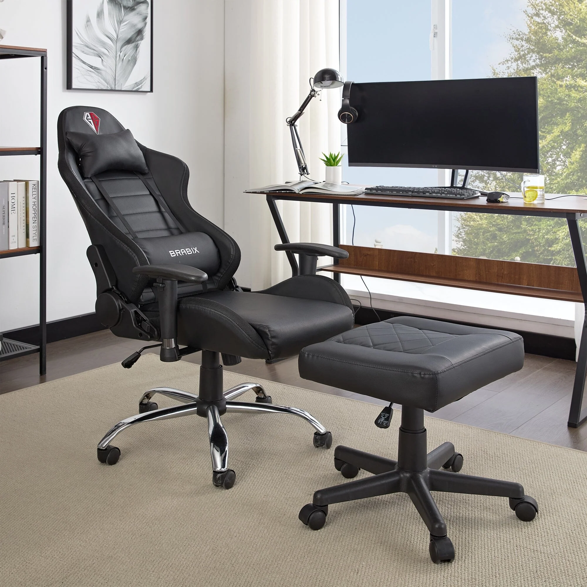 Multi-Use Footrest,Stool Adjustable Height Footrest Ottoman with Wheels, Ergonomic Foot Stool for Home Office