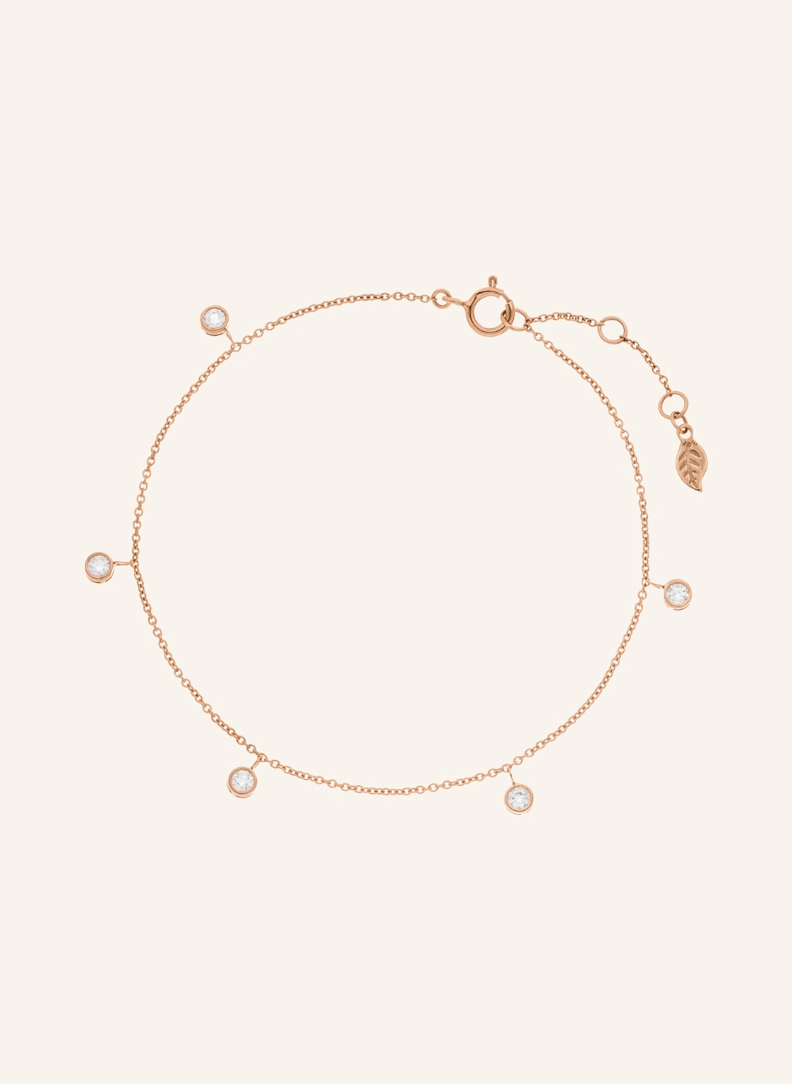 Leaf Armband MY FIRST DIAMOND Charms aus 14 Karat Roségold mit Diamanten