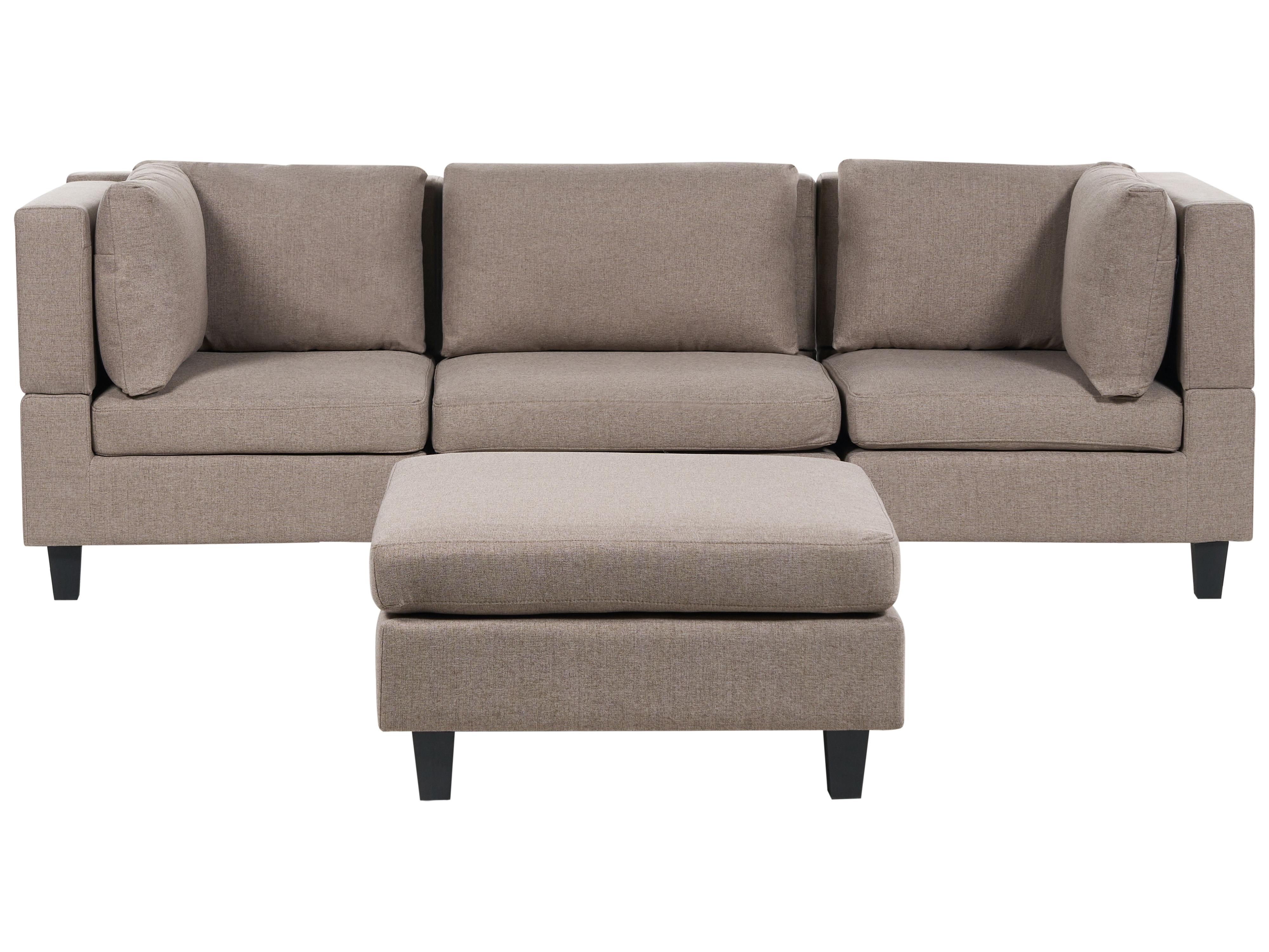 Modular Sofa 3 Seater UNSTAD Fabric Brown with Ottoman