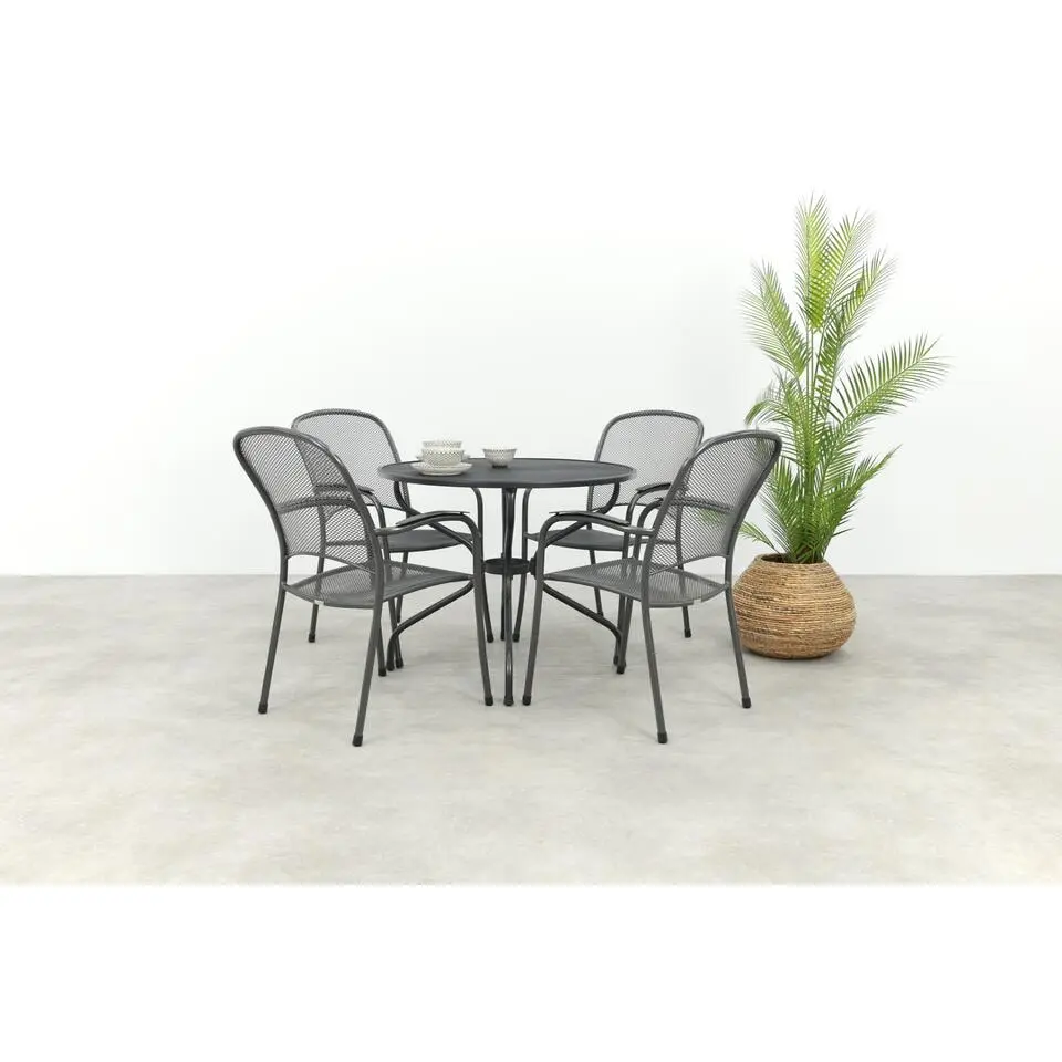 Royal Garden Carlo ronde stapelbare tuinset strekmetaal &Oslash;90 cm