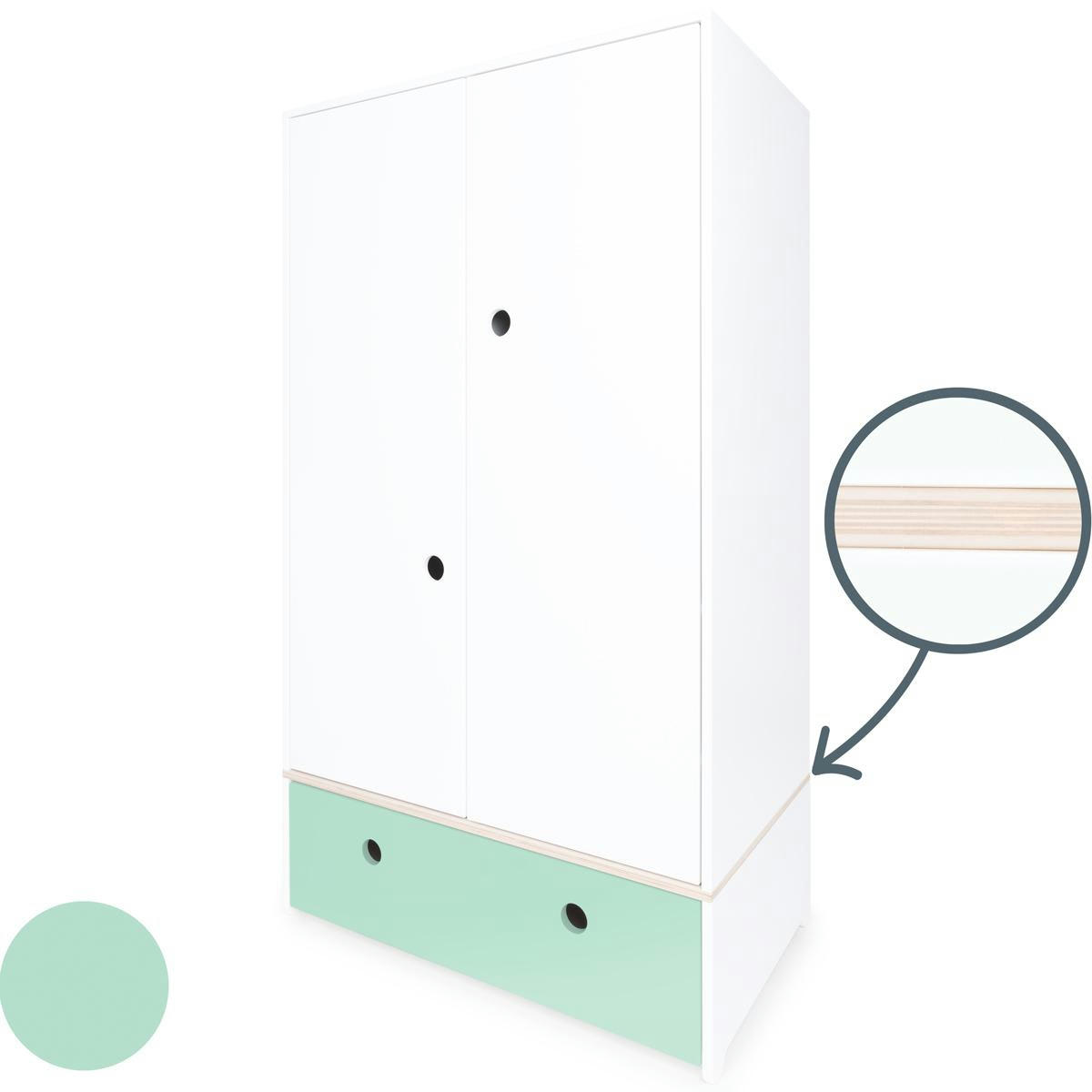 COLORFLEX - Armoire 2 portes façade tiroir vert menthe