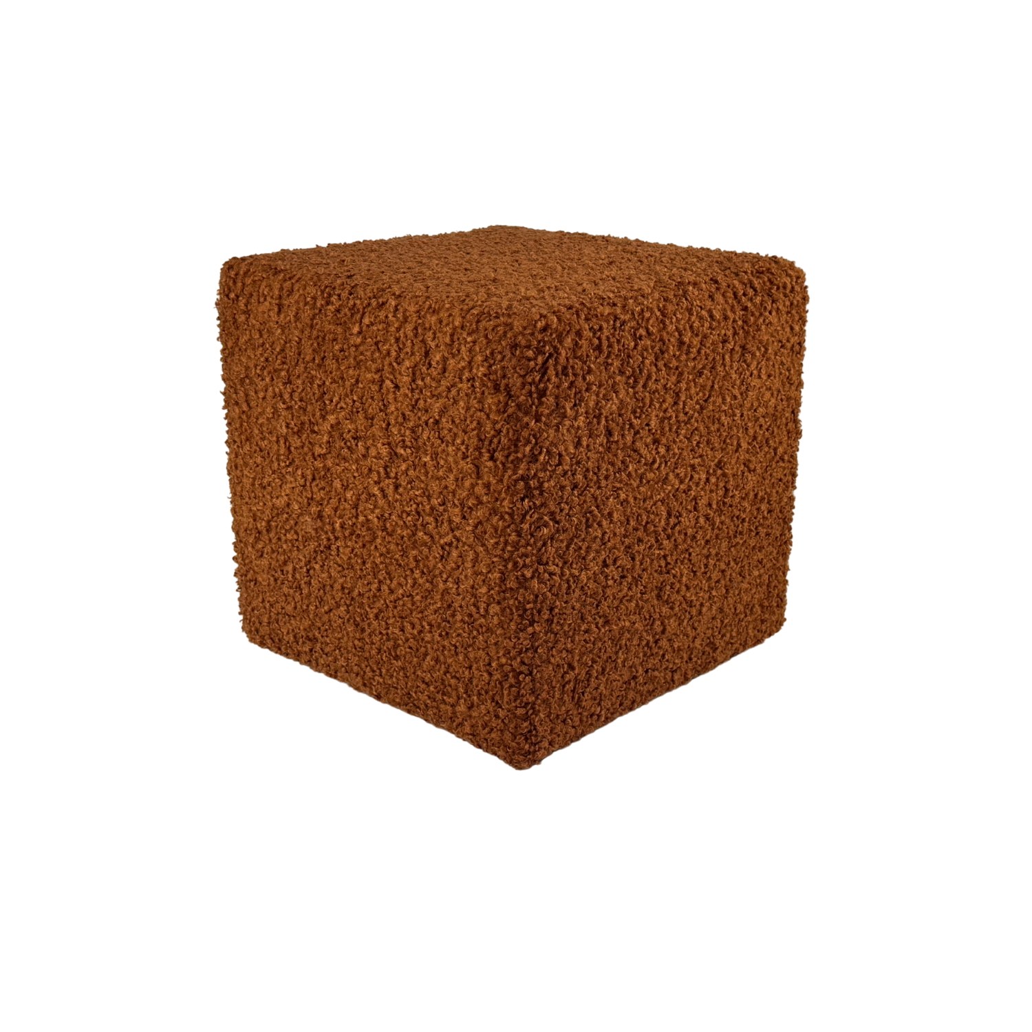 Pufa 40x40 cm kwadratowa ROLFbaranek bouclé podnóżek ruda