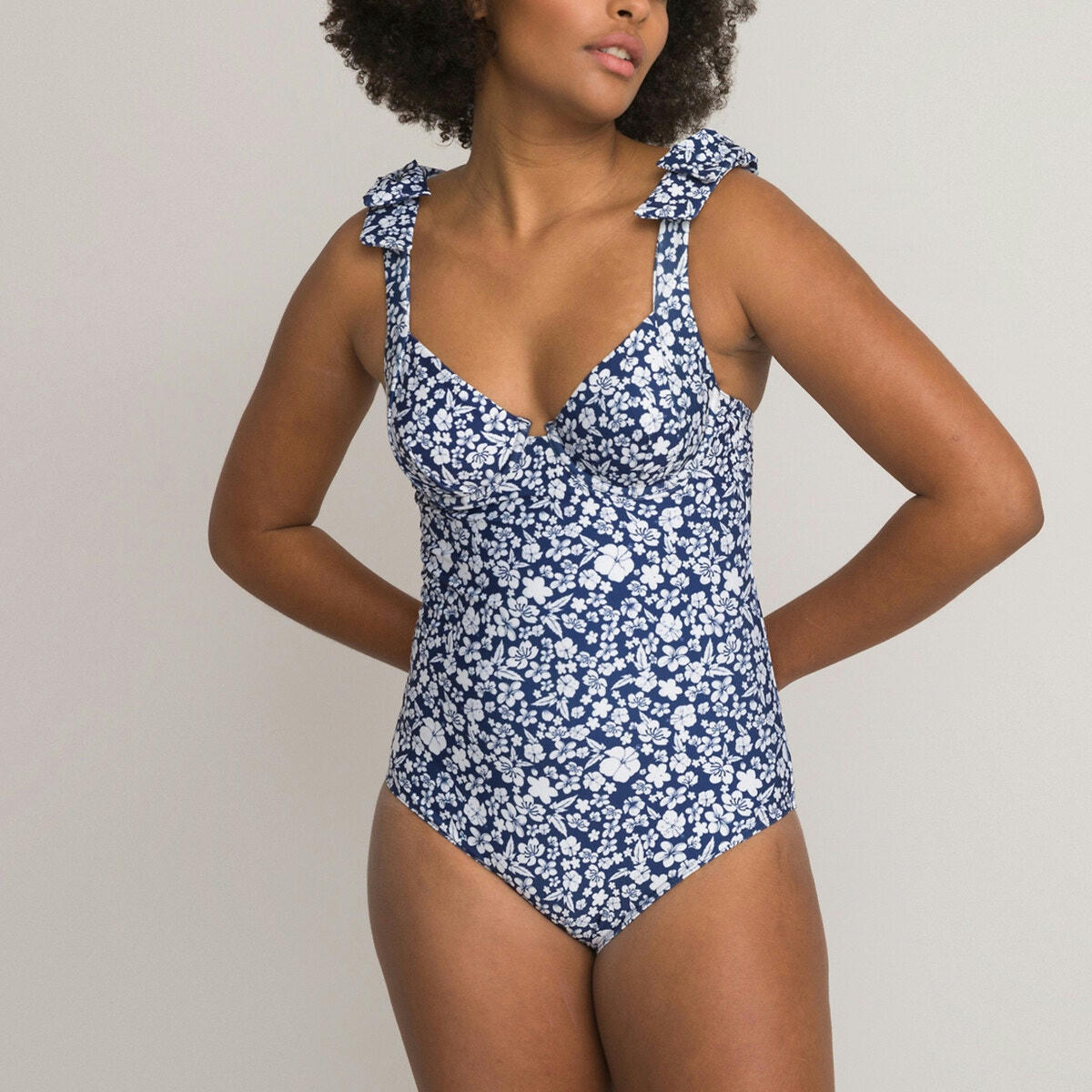 Maillot de bain 1 pièce triangle, imprimé fleurs