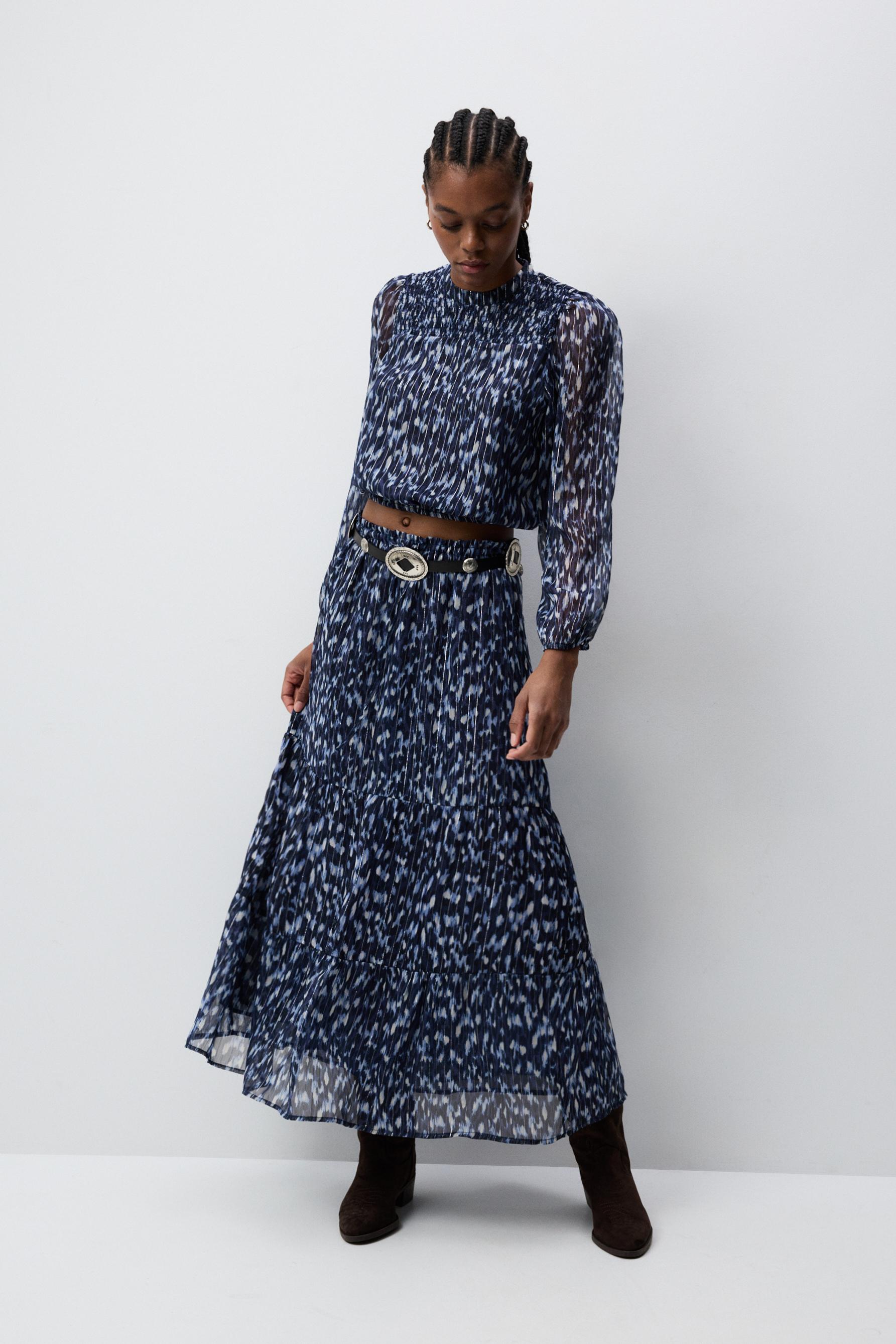 Falda midi estampada
