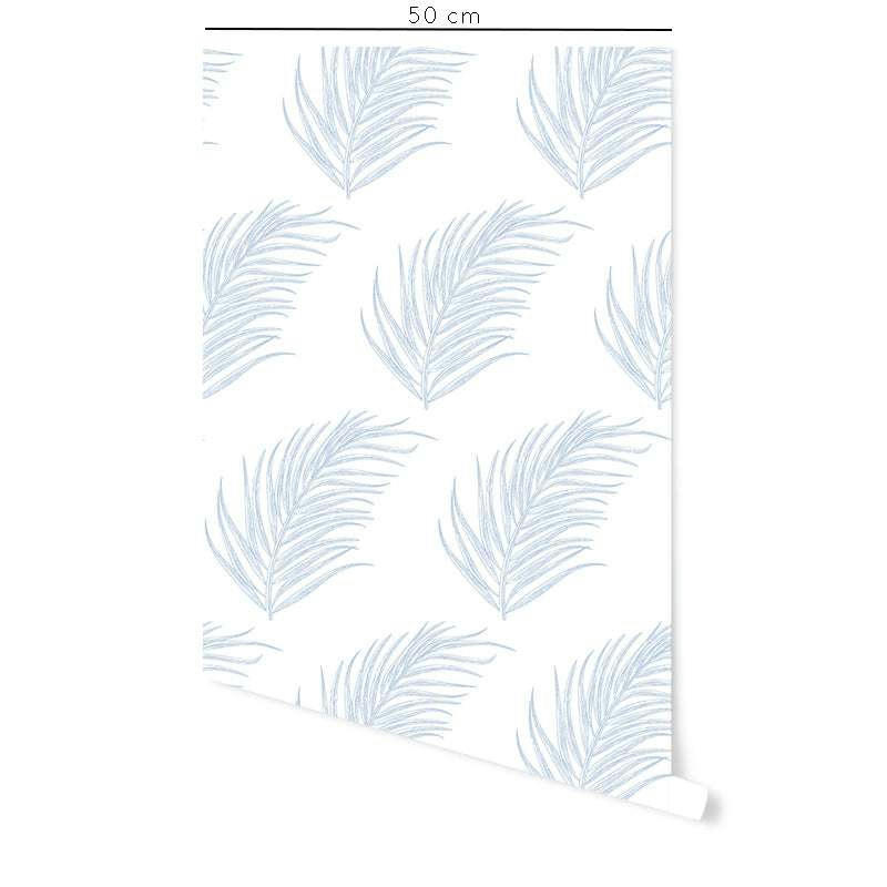 COASTAL - Papier peint vinyle adhésif palmiers tropicaux bleu 50x300 cm