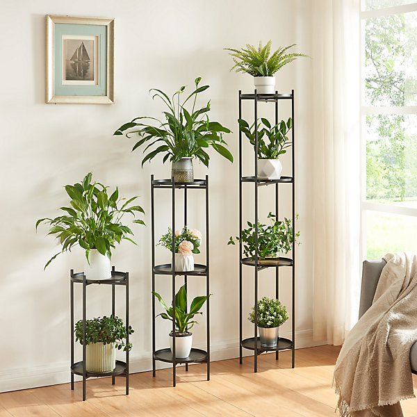 Ensemble de 3 porte-plantes Tuusula noir en.casa