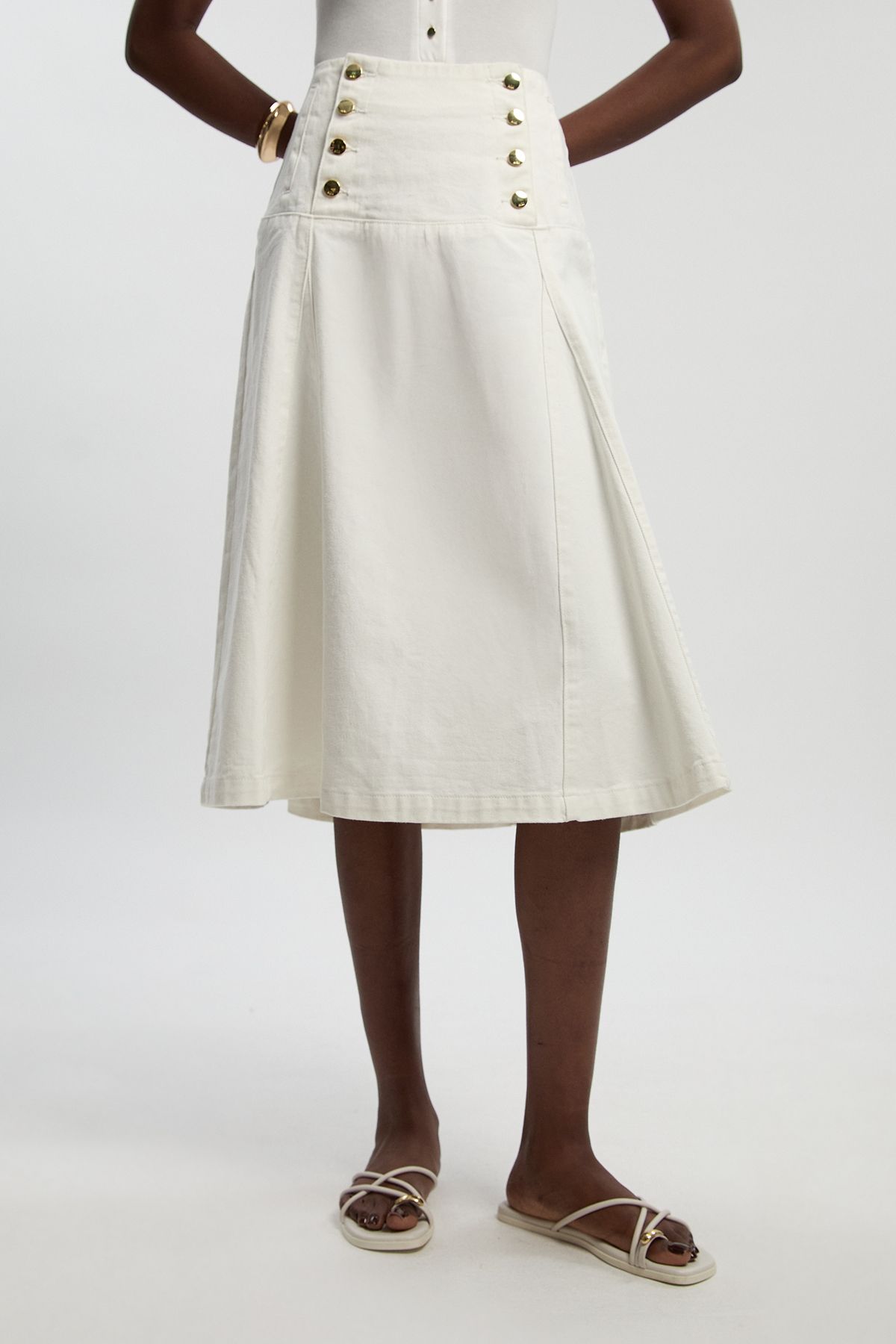 KarenMillen Denim Button Front Skirt