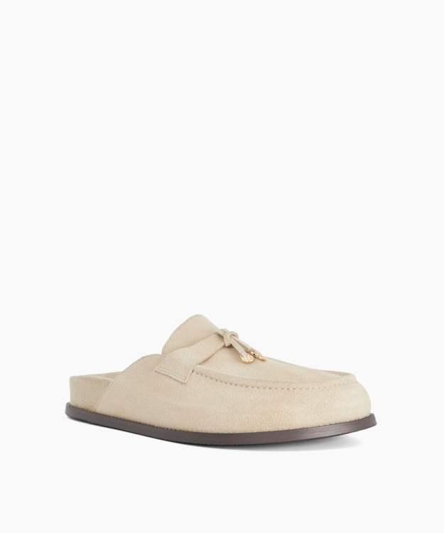 Glowings Taupe - Suede Tassel-Detail Mules