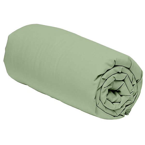 Drap housse 180x200   30 cm 100% Percale de Coton 80 fils Sauge