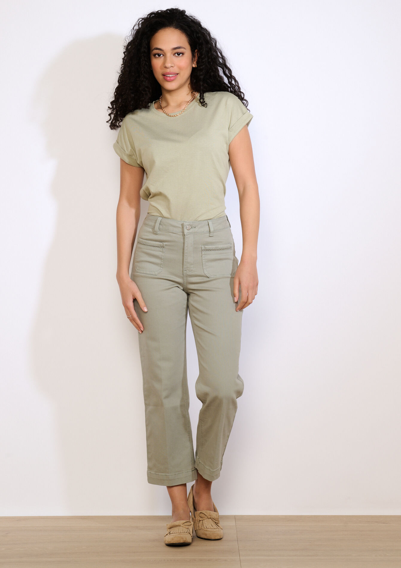 Wijde 7/8 broek met zakken