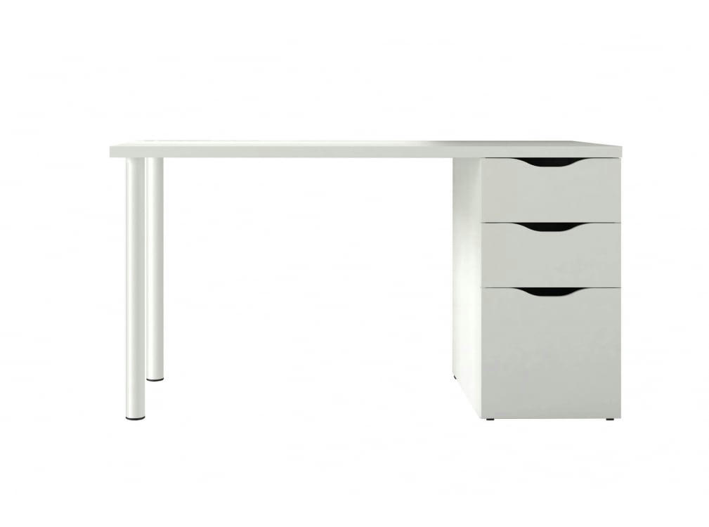 RUDY - Bureau blanc réversible avec rangements L138 cm x P60cm