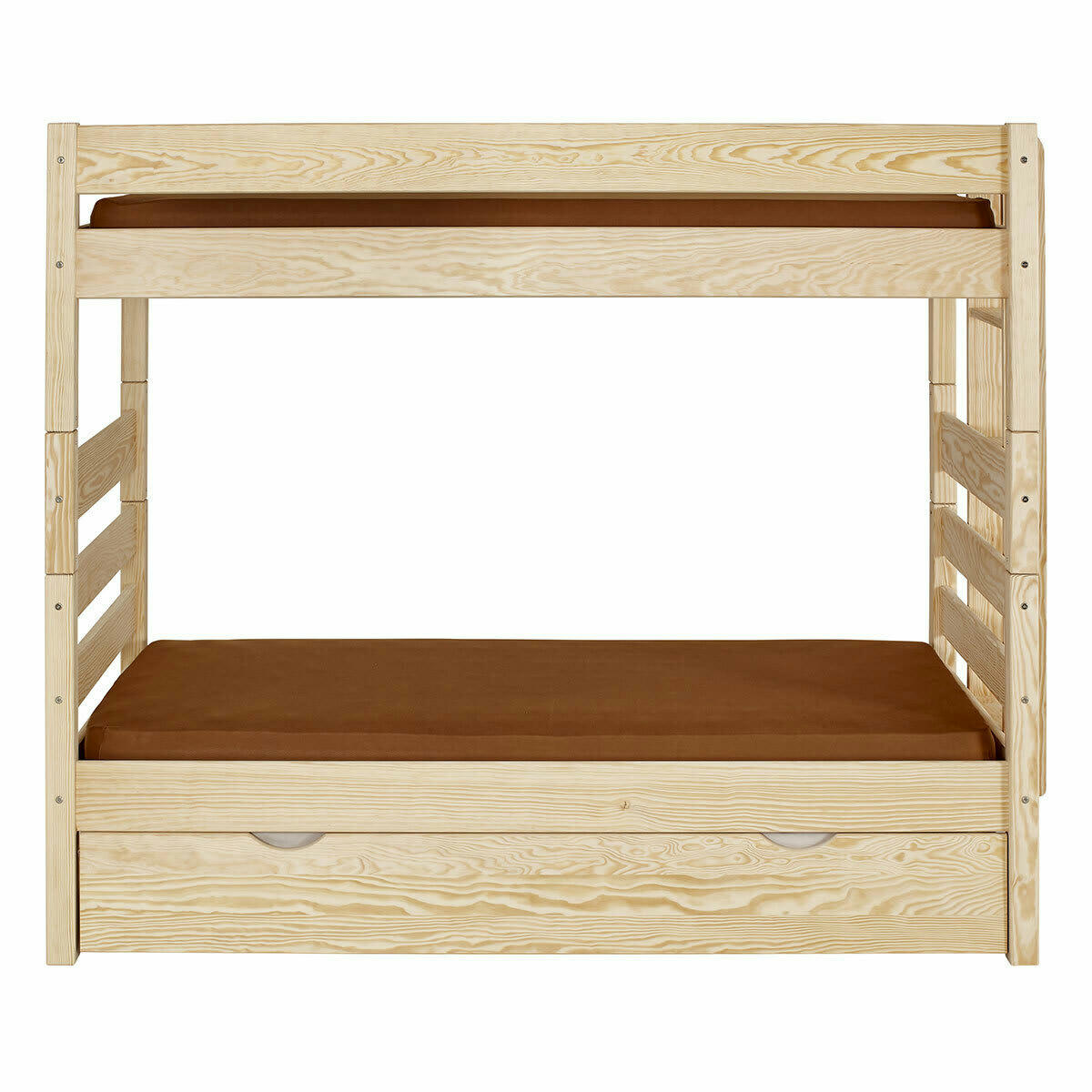 ANIBA - Pack lit superpose gigogne haut avec 3 matelas 90x190 cm bois massif