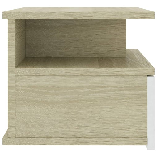 NNEVL Floating Nightstands 2 pcs White and Sonoma Oak 40x31x27 cm Chipboard