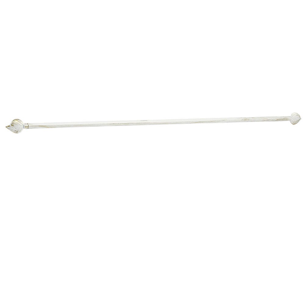 Tringle à vitrage Extensible 60-80 cm embout feuille blanc vieilli