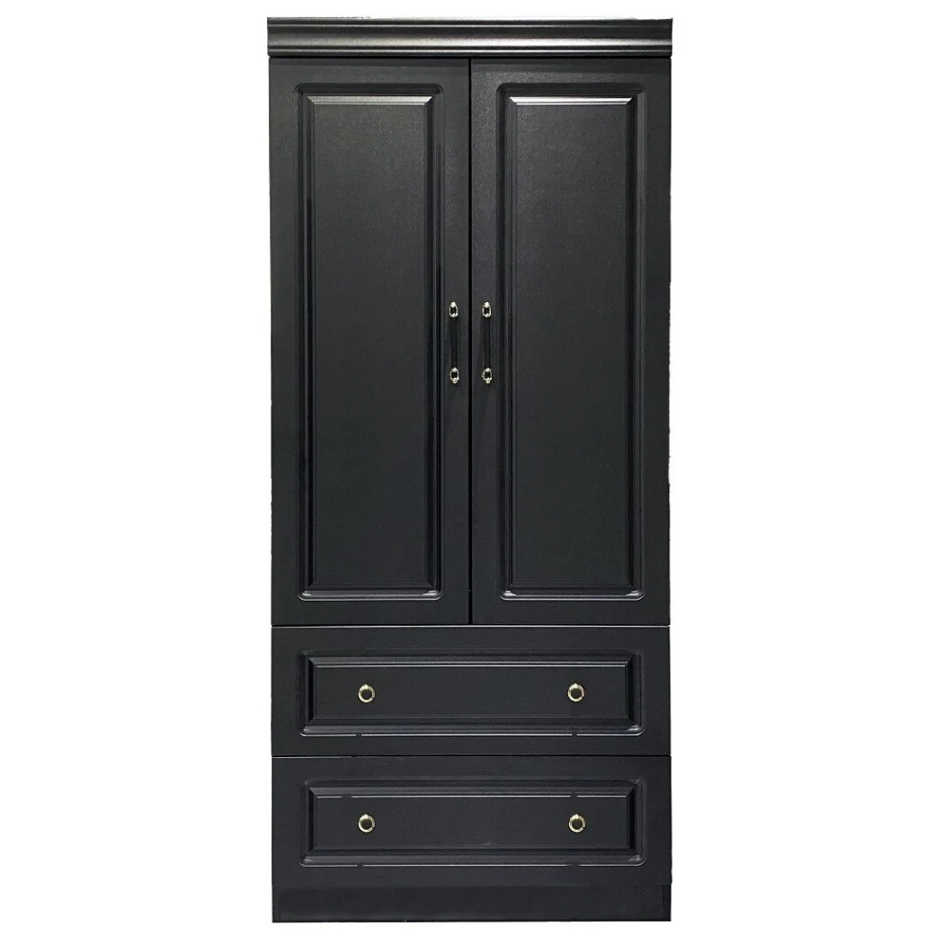 HomeRoots 71 Black Wood Two Door Two Drawer Combo Dresser