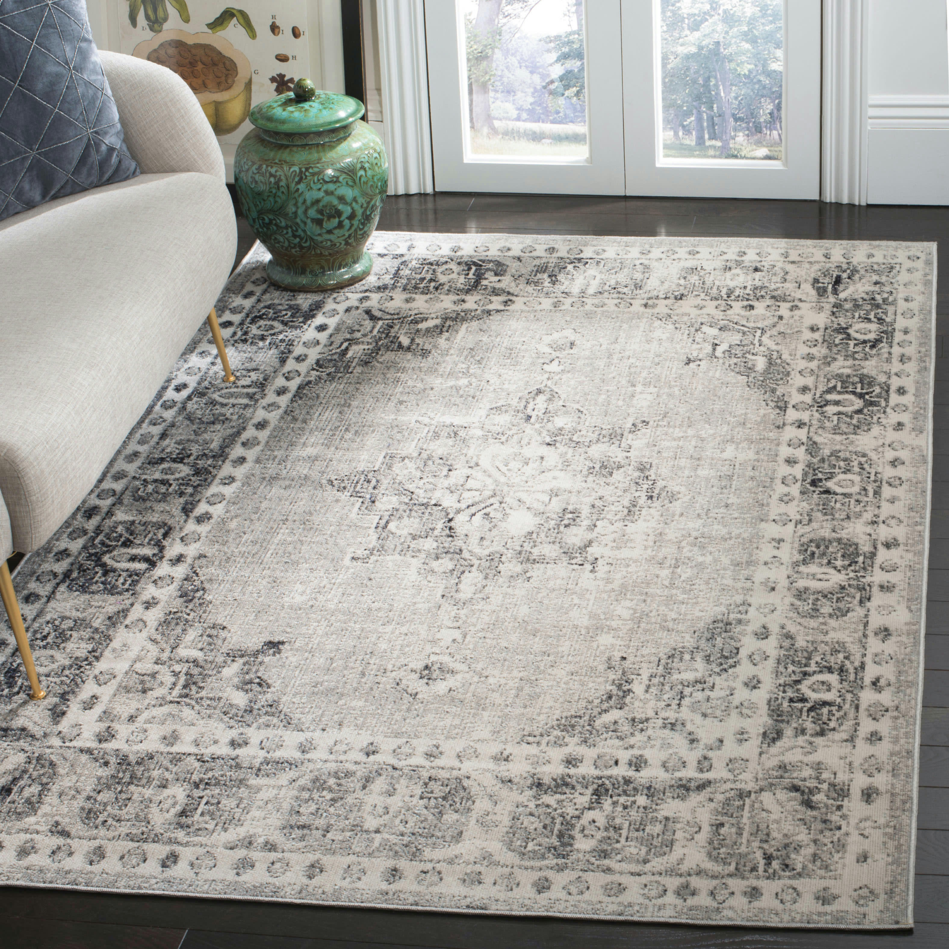 MONTAGE - Tapis interieur & exterieur en gris & ivoire, 91 x 152 cm