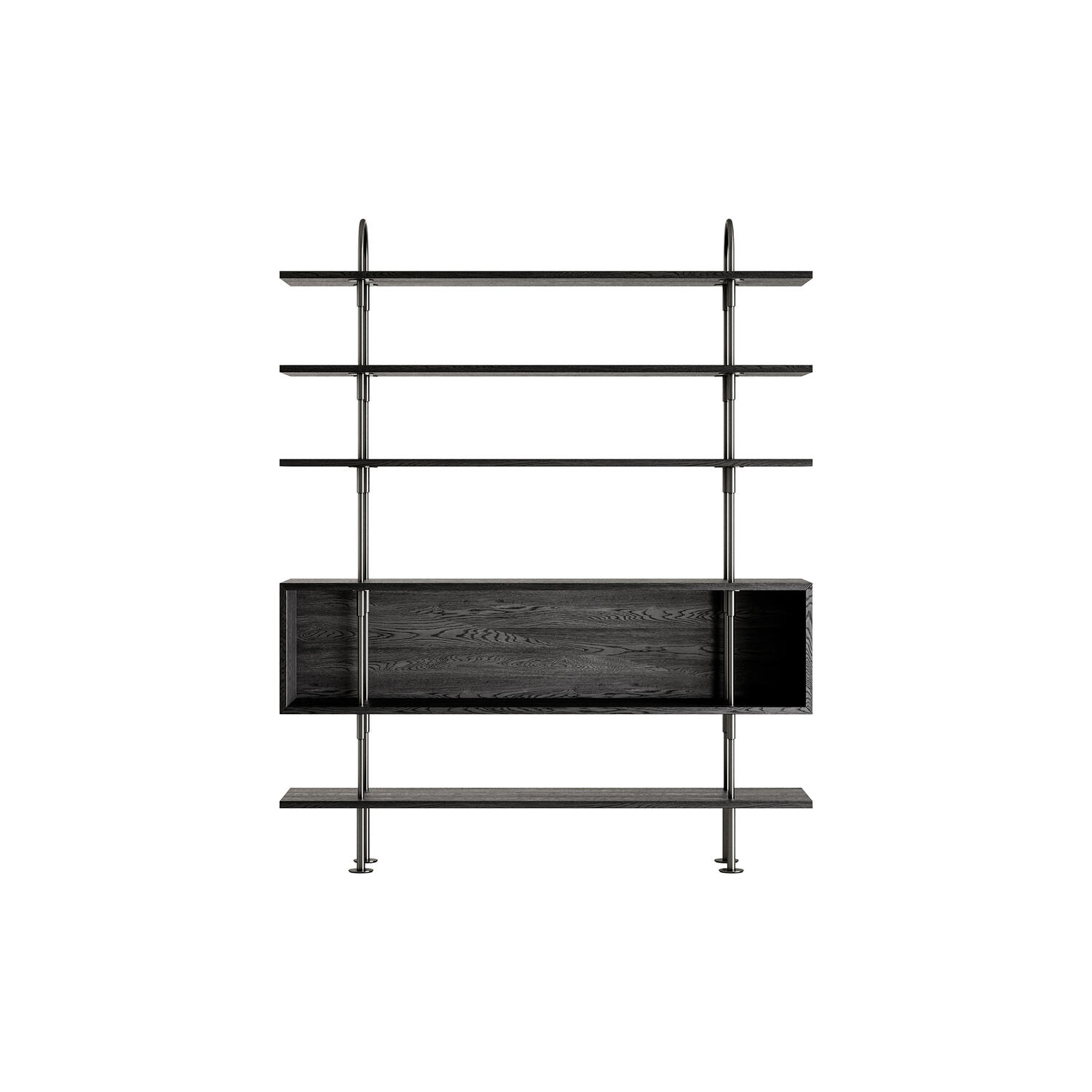 Keen Shelving, black brass/ash veneer
