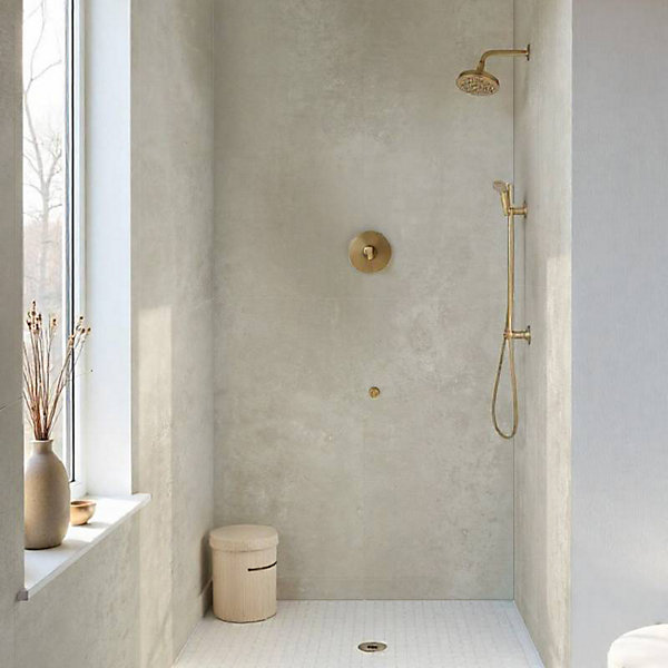 Lot de 8 Dalles Murales Douche SPC/PVC Décor effet Pierre Beige - 38,9x77,8cm - 2,42M²