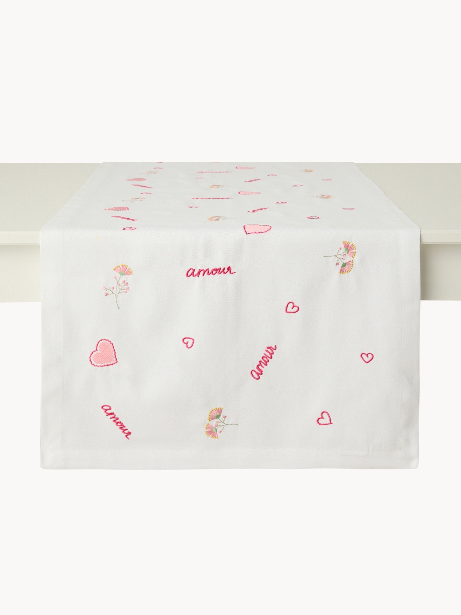 Runner in puro cotone con ricami romantici - Prezzo di lancio