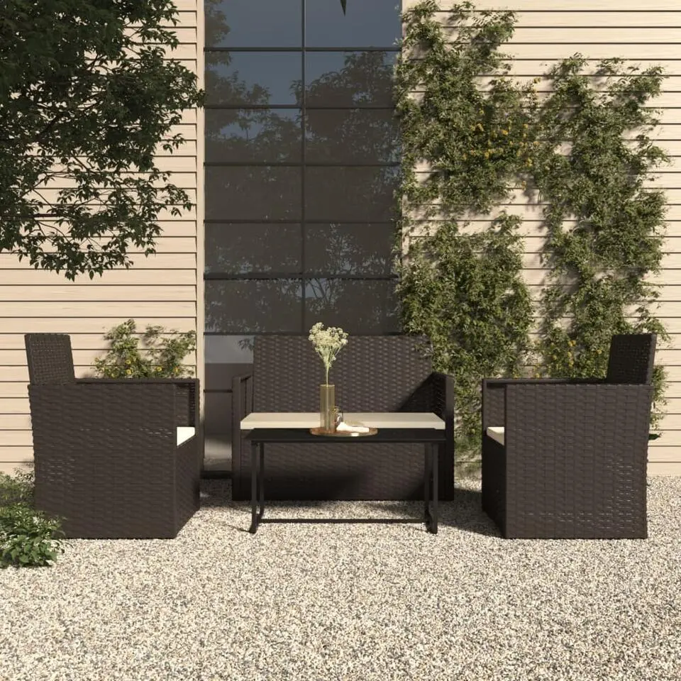 vidaXL - Loungeset - Zwart - Poly rattan