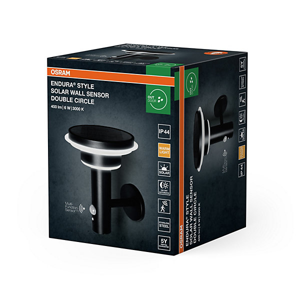 OSRAM ENDURA applique solaire avec capteur, éclairage extérieur, noir