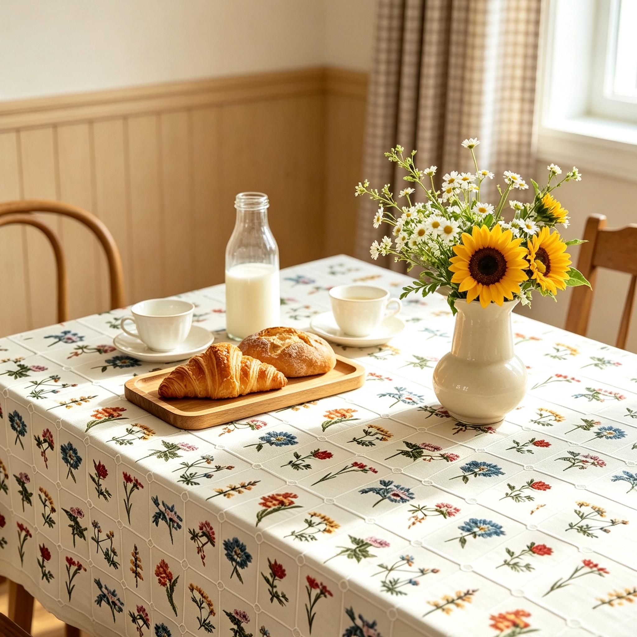 Handmade Farmhouse Tablecloth, Cotton-Linen Tablecloth, Indoor Outdoor Party Table Decor, Vintage Rustic Tablecloth, Housewarming Gift