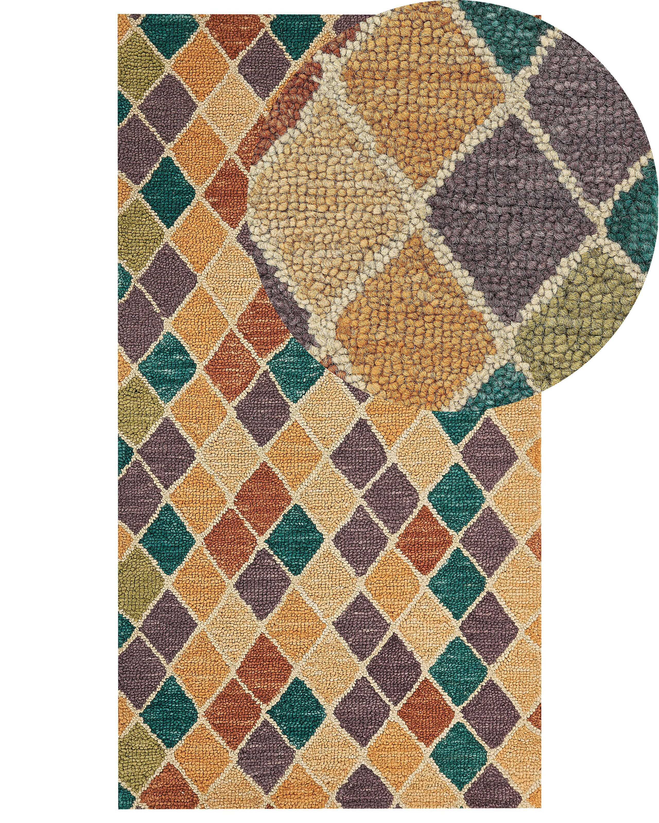 Wełniany dywan geometryczny wzór 80x150 cm